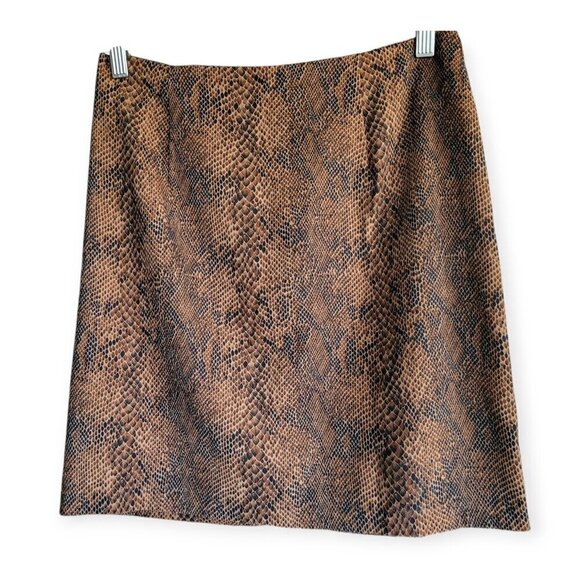 Vintage Y2K Brown/Black Faux Suede skirt Briggs Petite size 8P fits modern 6 - Picture 2 of 7